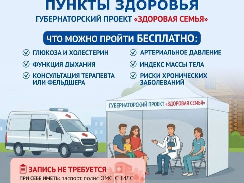 Пункт здоровья губернаторского проекта «Здоровая семья».